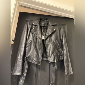 Zara Dark Leather Moto Jacket